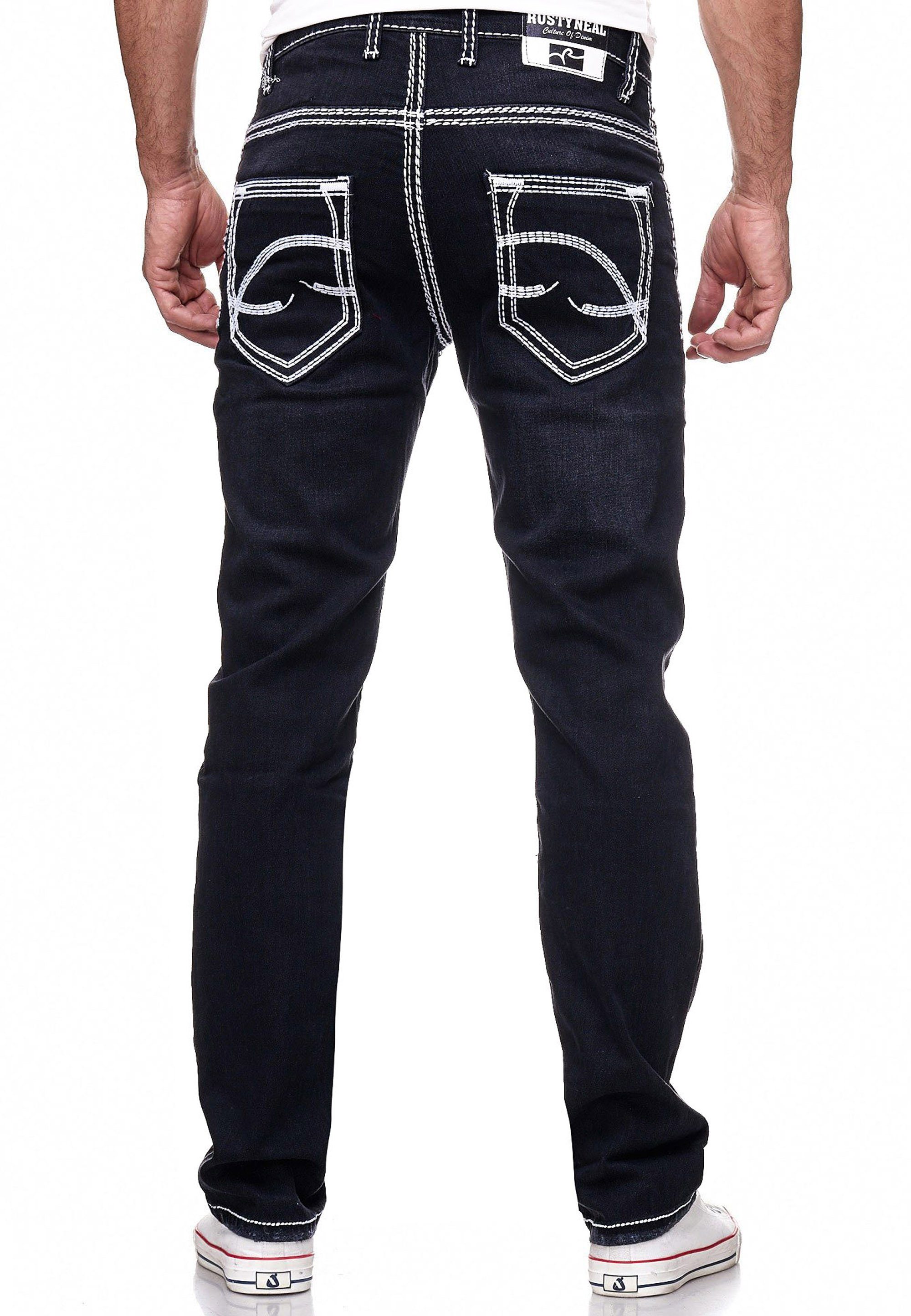 Rusty Neal Straight-Jeans LEVIN 7 mit trendigen Kontrastnähten