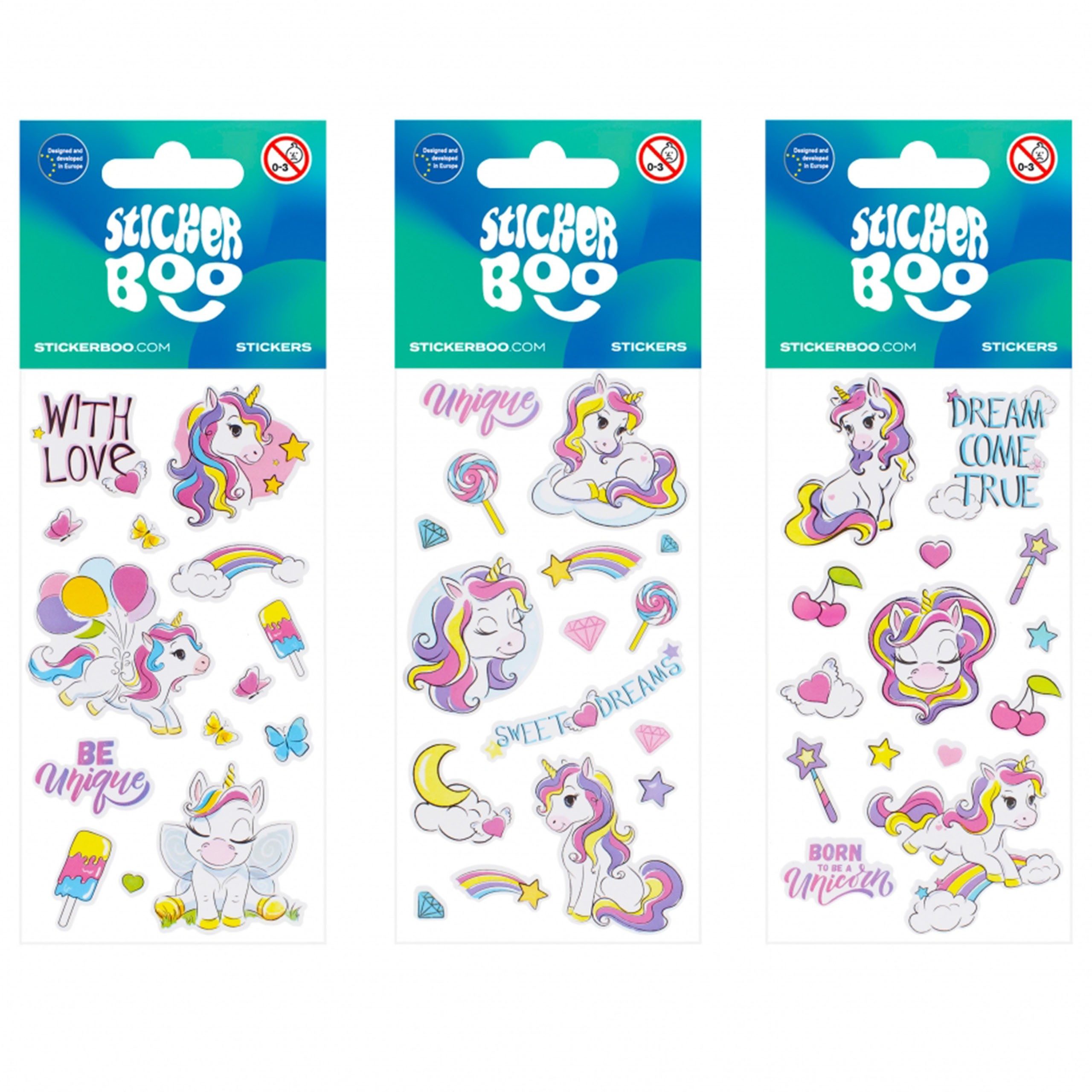 Sarcia.eu Stickerbuch Sticker SET für Mädchen, bunte MOTIVATIONAL Einhorn-Sticker