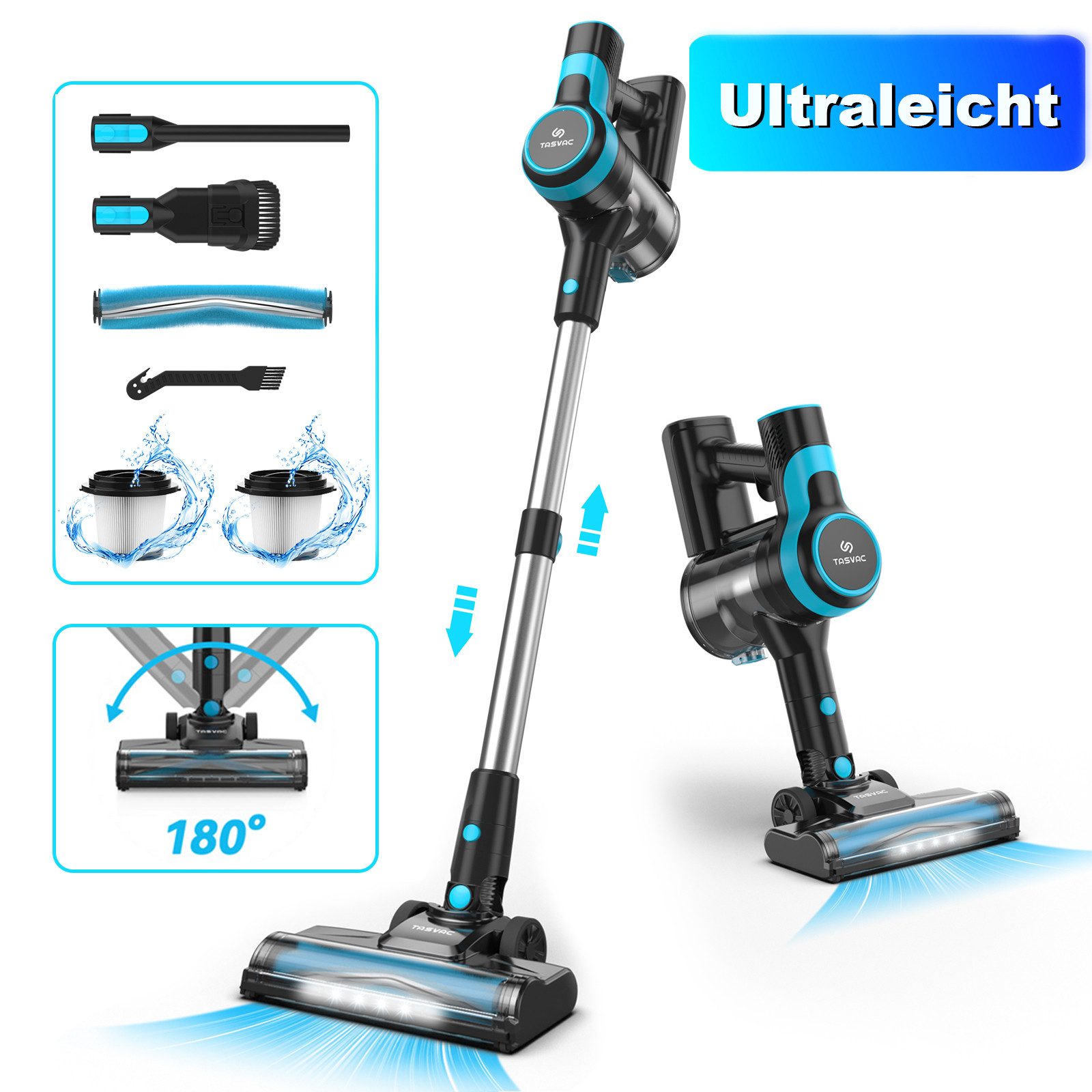 TASVAC Akku-Hand-und Stielstaubsauger akku staubsauger,Ultraleichter Пилосмоки,Akku Пилосмоки Kabellos, beutellos
