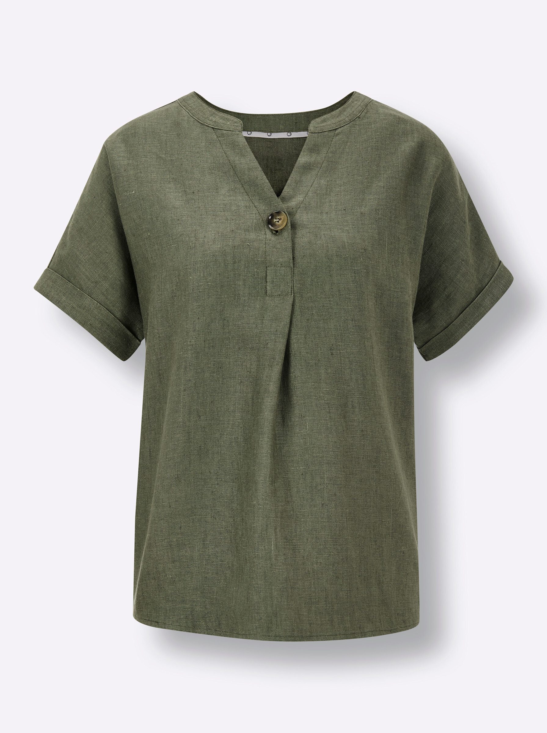 Klassische Bluse Leinen-Bluse Kurzarm