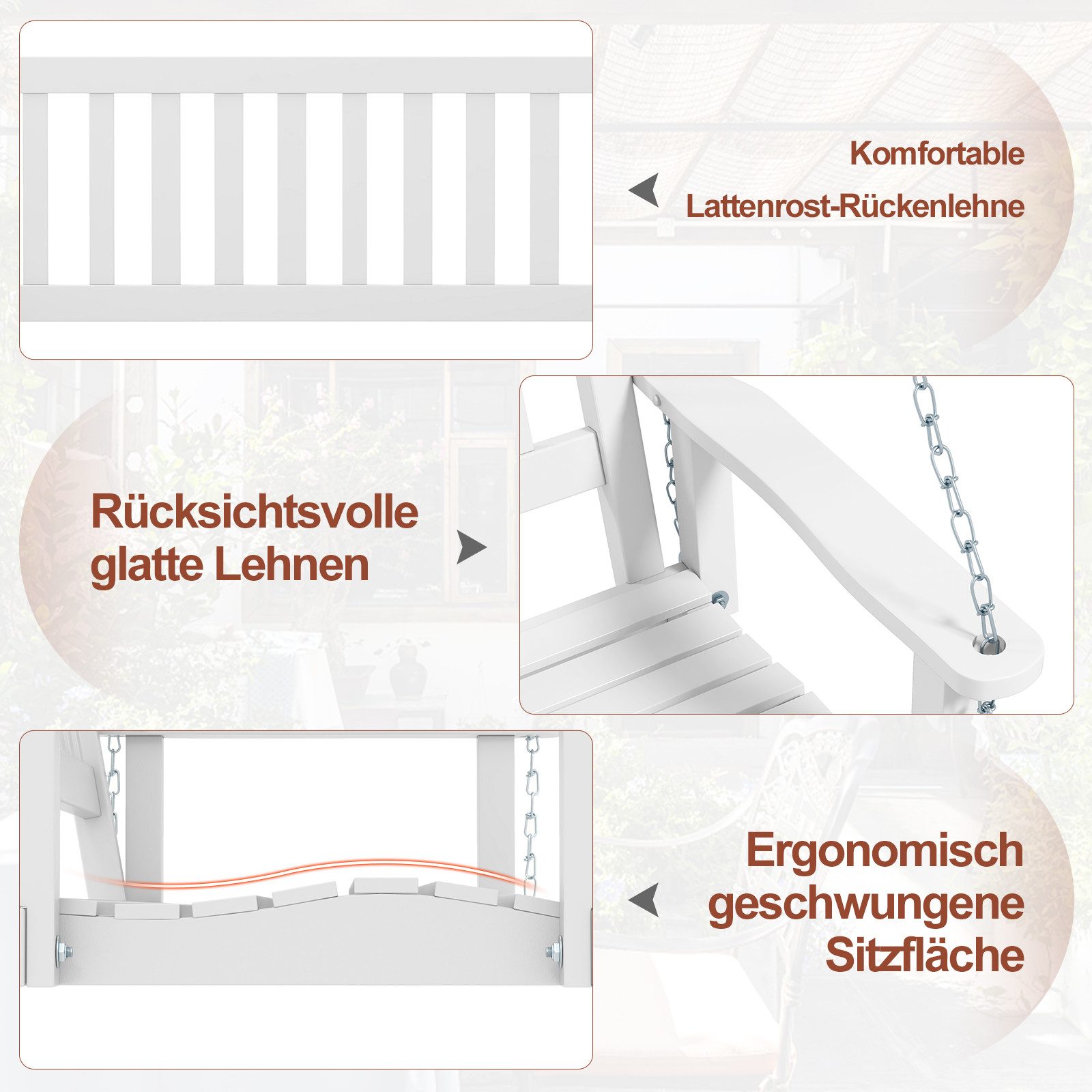 KOMFOTTEU Hollywoodschaukel, Hängebank Gartenschaukel, bis 227kg/360kg günstig online kaufen