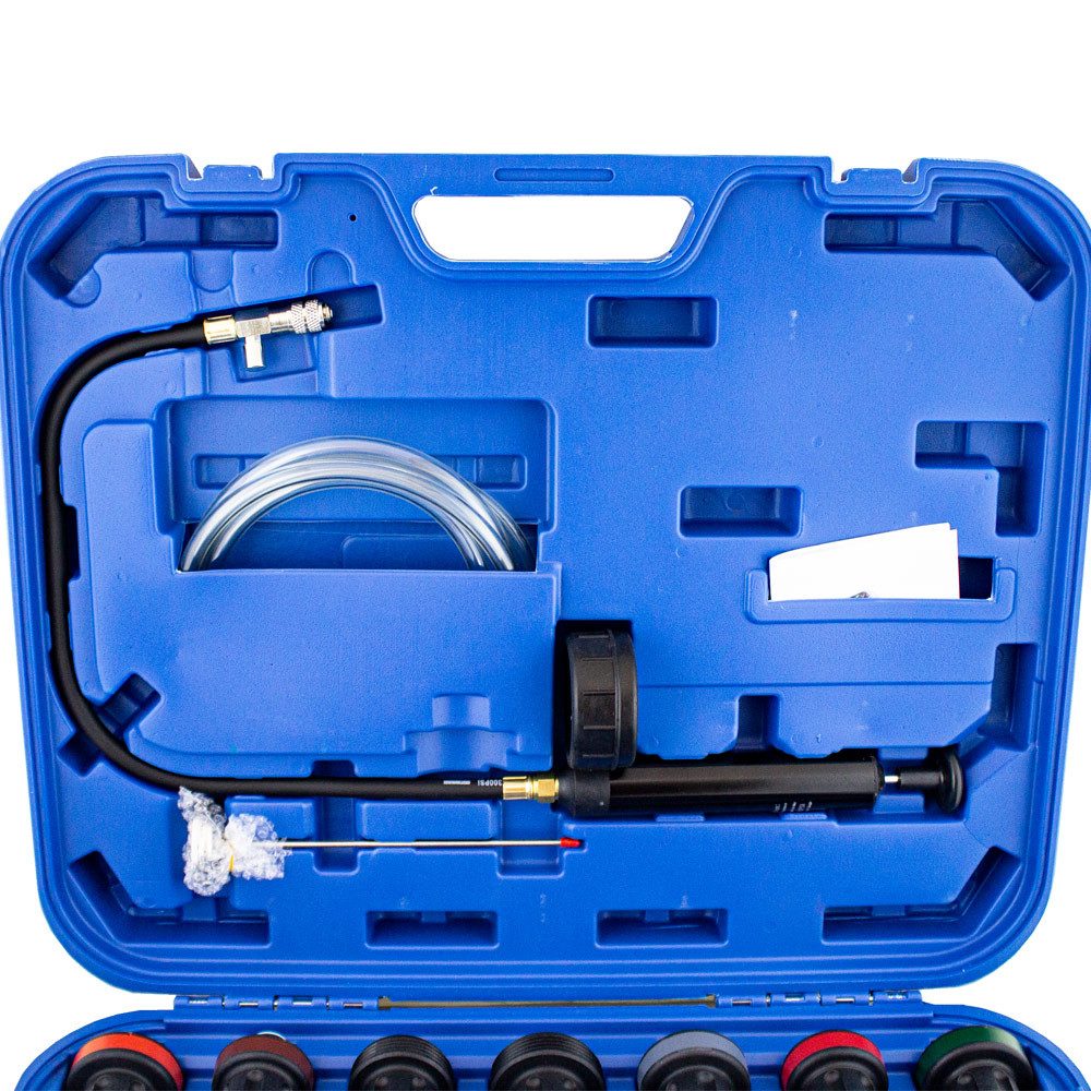 Bituxx Kfz-Diagnosegerät 28 tlg. Kühlsystem Leckprüfgerät, Set, 28-tlg., MS-17668, Arbeitsdruck: 0 - 2,5 Bar