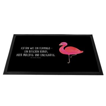 Fußmatte Flamingo classic - Schwarz - Geschenk, glücklich, Haustürmatte, Freun, Mr. & Mrs. Panda, Höhe: 0.6 mm