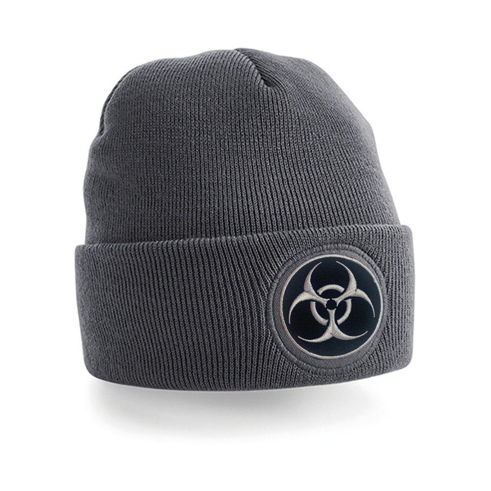 Blondie & Brownie Beanie Mnisex Stick Giftig Apokalypse Gefahrengut Beanei Grau Mütze Biohazard