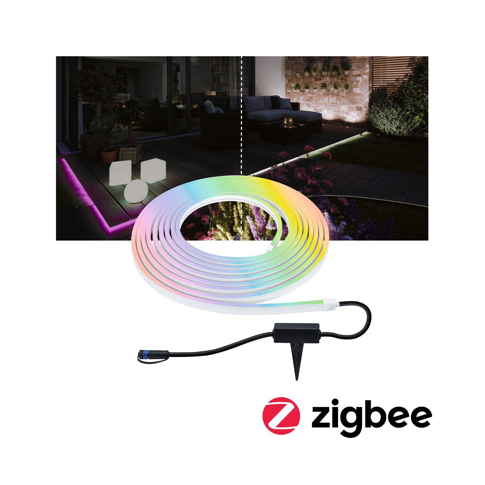 LED Gartenstrahler Plug & Shine Stripe Smooth Einzelstripe IP67 RGBW+ 39W Weiß