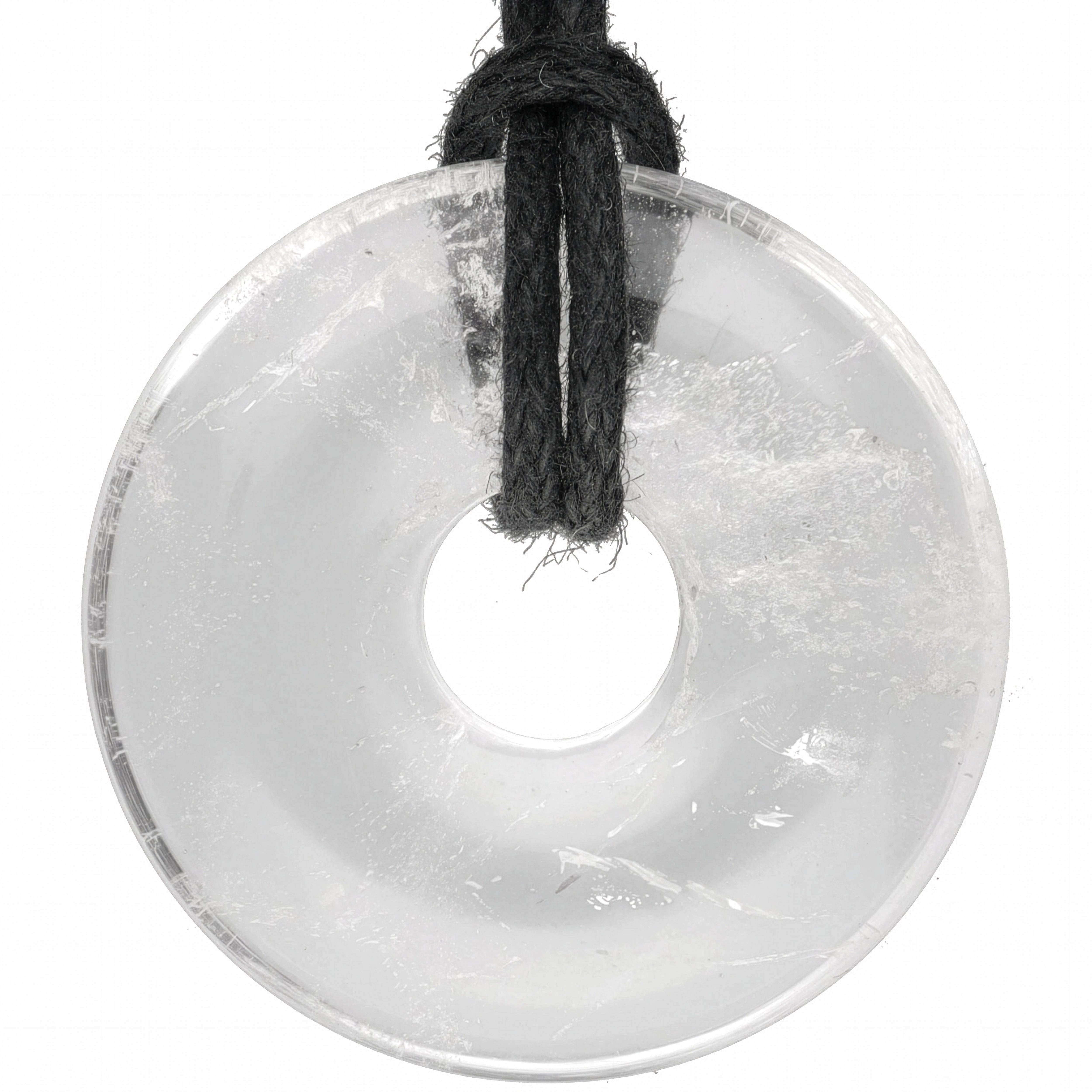 Lebensquelle Plus Runder Anhänger Bergkristall Donut, 30 mm Anhänger + Baumwollband