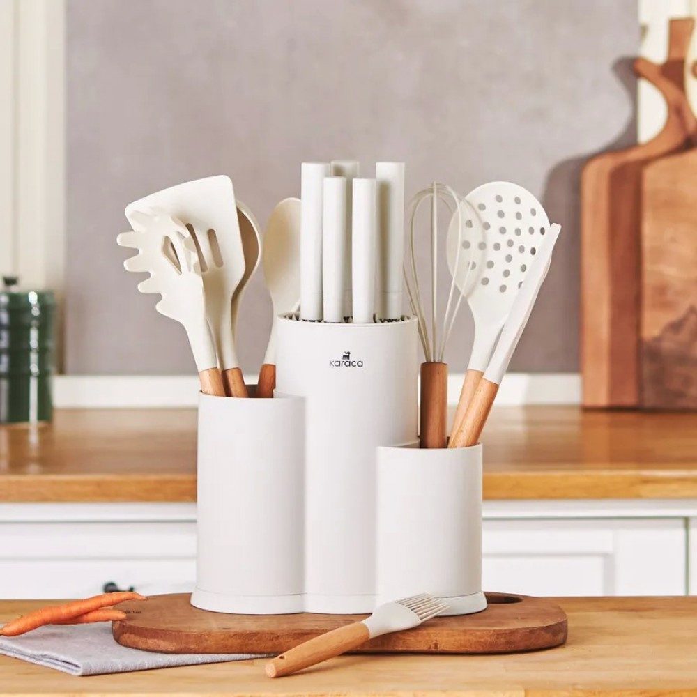 Karaca Messer-Set Karaca Burby Creme 14-teiliges Messer-Set