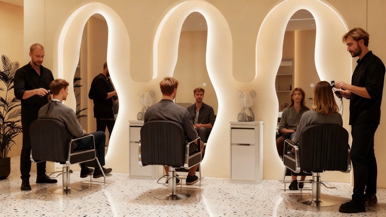 WDWRITTI Spiegel groß für Friseurladen Friseurspiegel Hotel Schlafzimmer Wohnzimmer (Wandspiegel mit LED Beleuchtung asymmetrisch rahmenlos, 1-St., 165x60cm), 3Lichtfarben, Dimmbar, Speicherfunktion