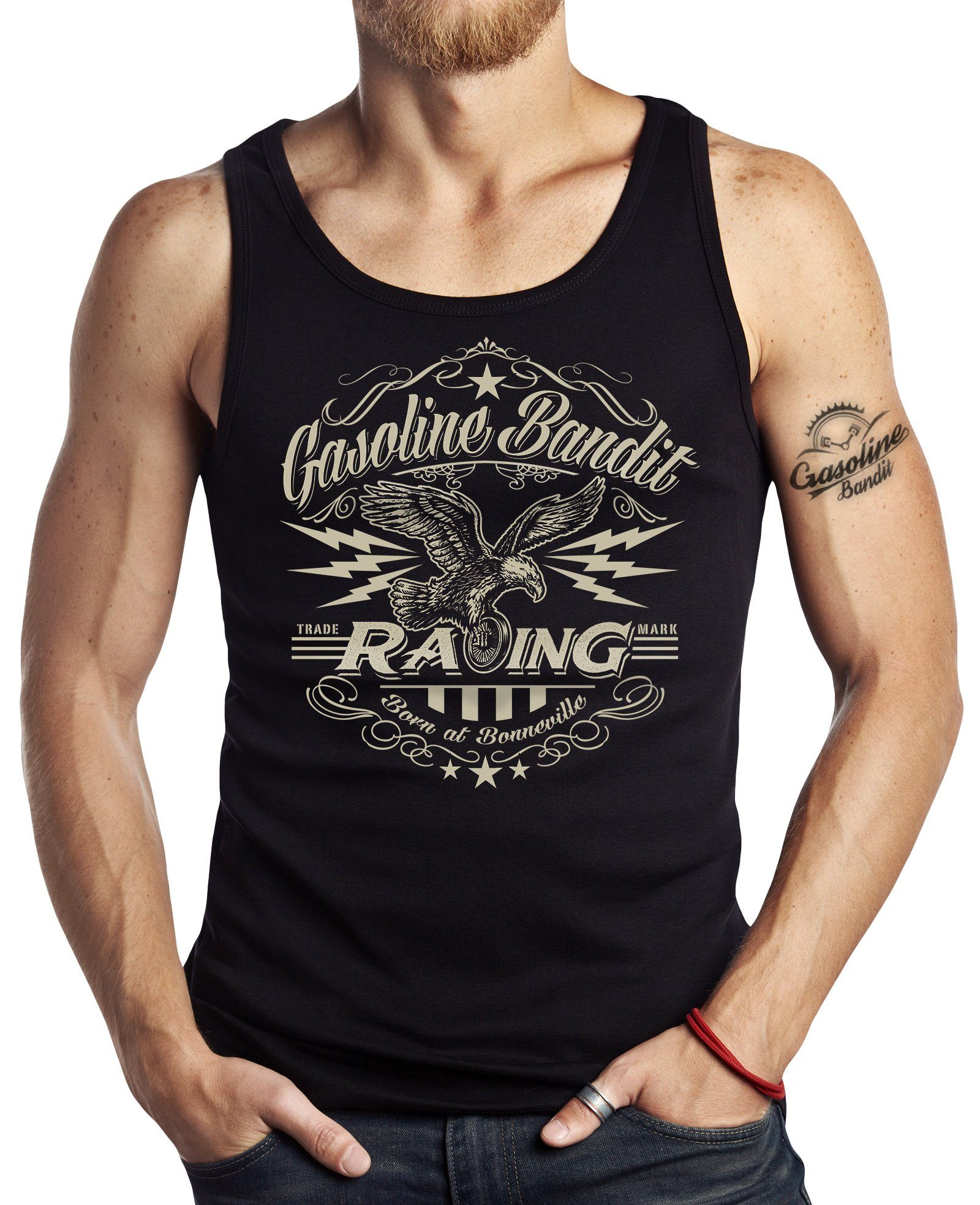Tanktop für Hot Rod Biker, Racer, Motorrad Fans: Born at Bonneville