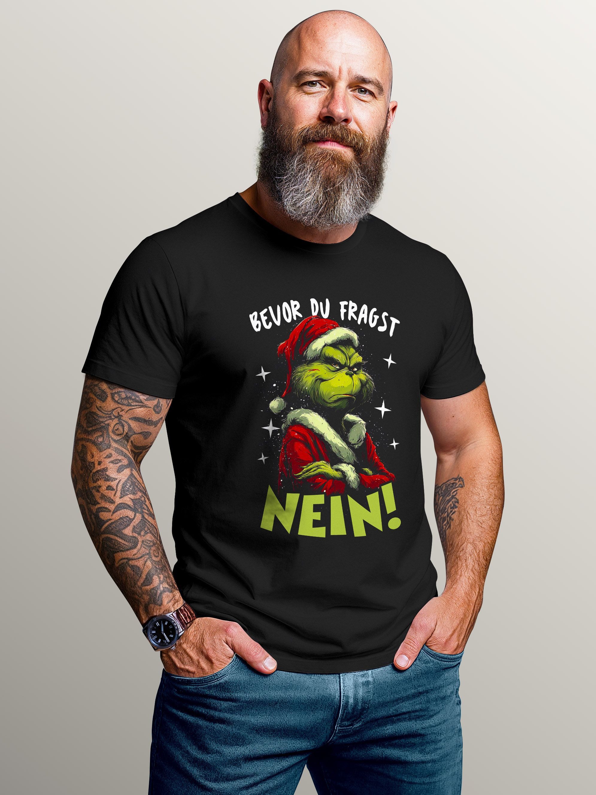 MoonWorks Print-Shirt Herren T-Shirt Weihnachten Spruch lustig Bevor du fra günstig online kaufen