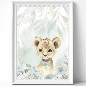 homestyle-accessoires Poster Bilderset Kinderbilder Babyzimmer WILDTIERE pastell 4er SET DIN A4 ODER DIN A3 Prints --- VERSANDKOSTENFREI ---, Ohne Bilderrahmen