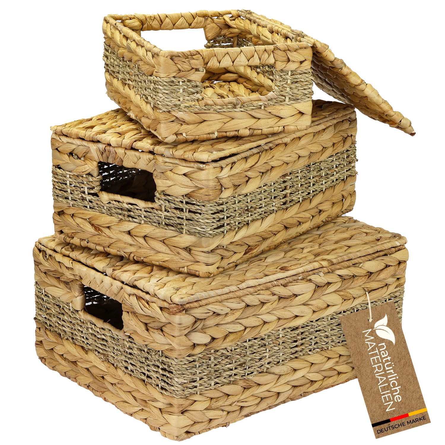 HMF Aufbewahrungskorb Aufbewahrungskorb mit Deckel, 3er-Set, Korb (3 St), g günstig online kaufen