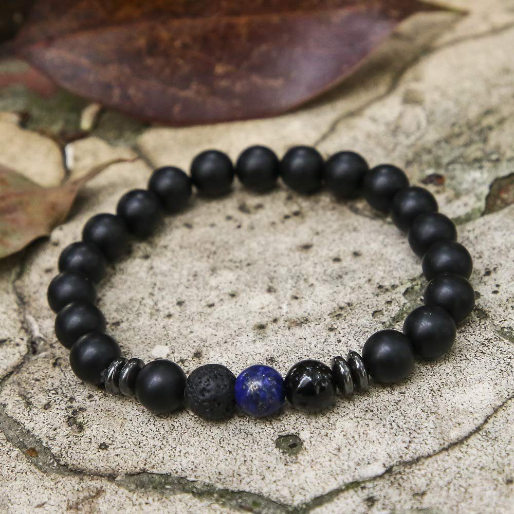 Kim Johanson Armband Chakra, mit Jaspis, Naturstein, elastisch, Yoga Schmuck, Geschenk
