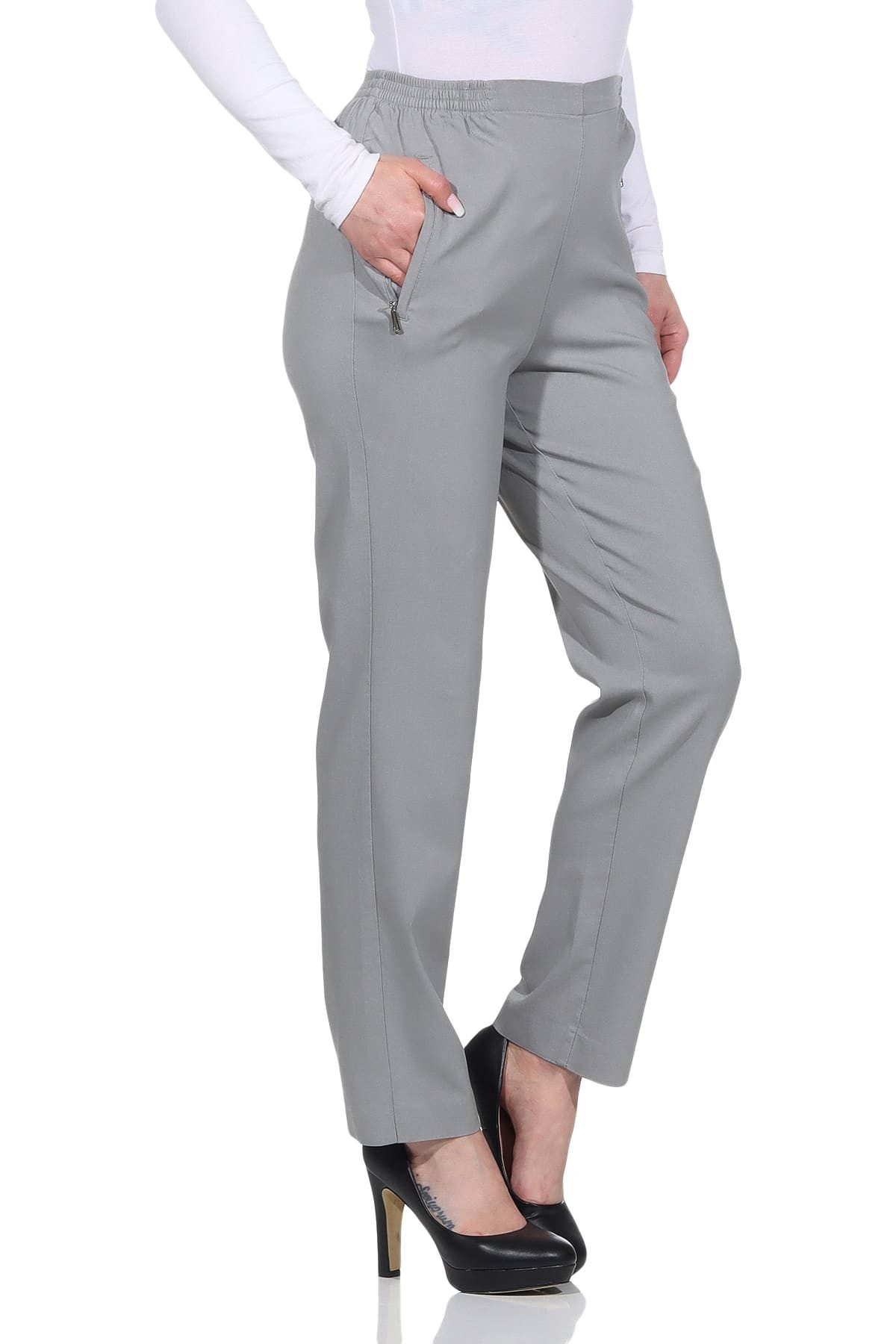Alica Collection Schlupfhose Classic Freizeithose Damen Basics Businesshose mit Stretch - Kurzgröße Elastischer Gummibund seitlich und hinten, Basic, Klassisch