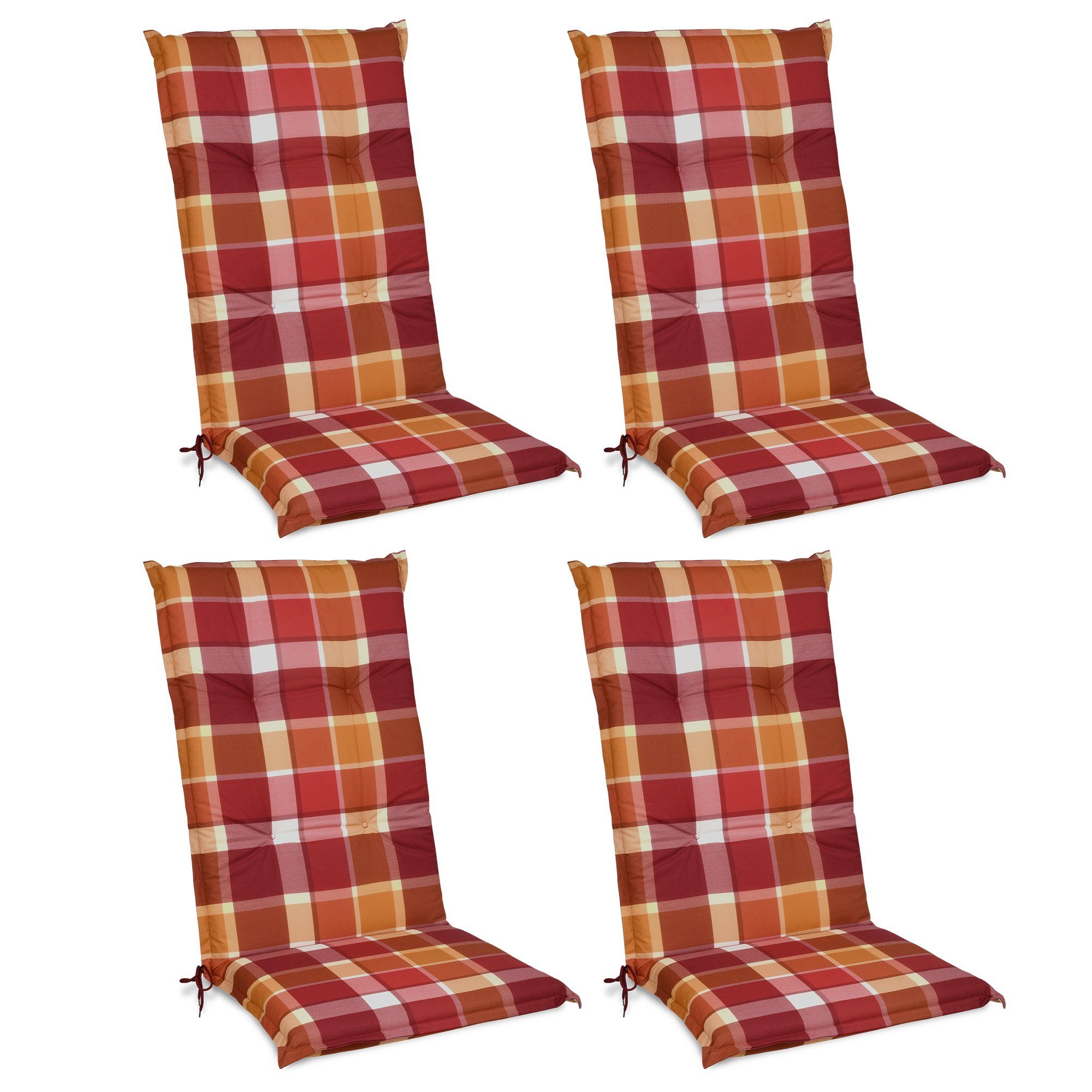 Beautissu Polsterauflage Sunny, (4 St), 4er Set Hochlehner Auflage 100x50x6cm