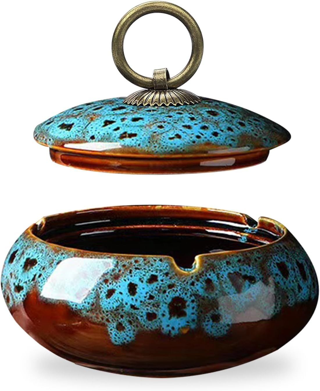 COOL-i ® Пепельницы, Vintage-Keramik Пепельницы mit Deckel, drinnen und draußen