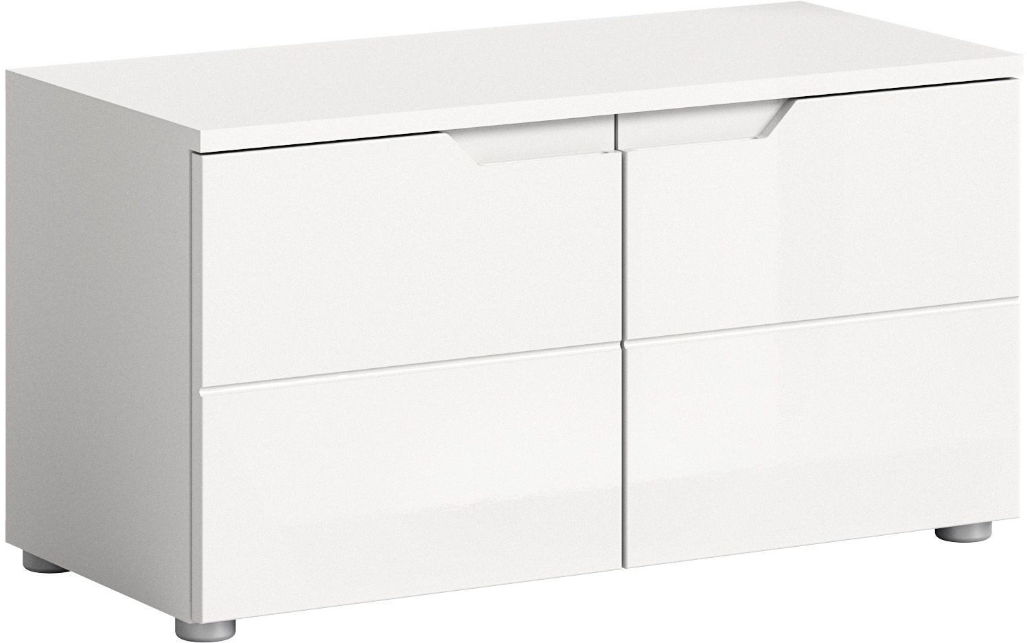 xonox.home Schuhbank, Weiß Hochglanz Softclose Melamin Modern 80x43x37 cm