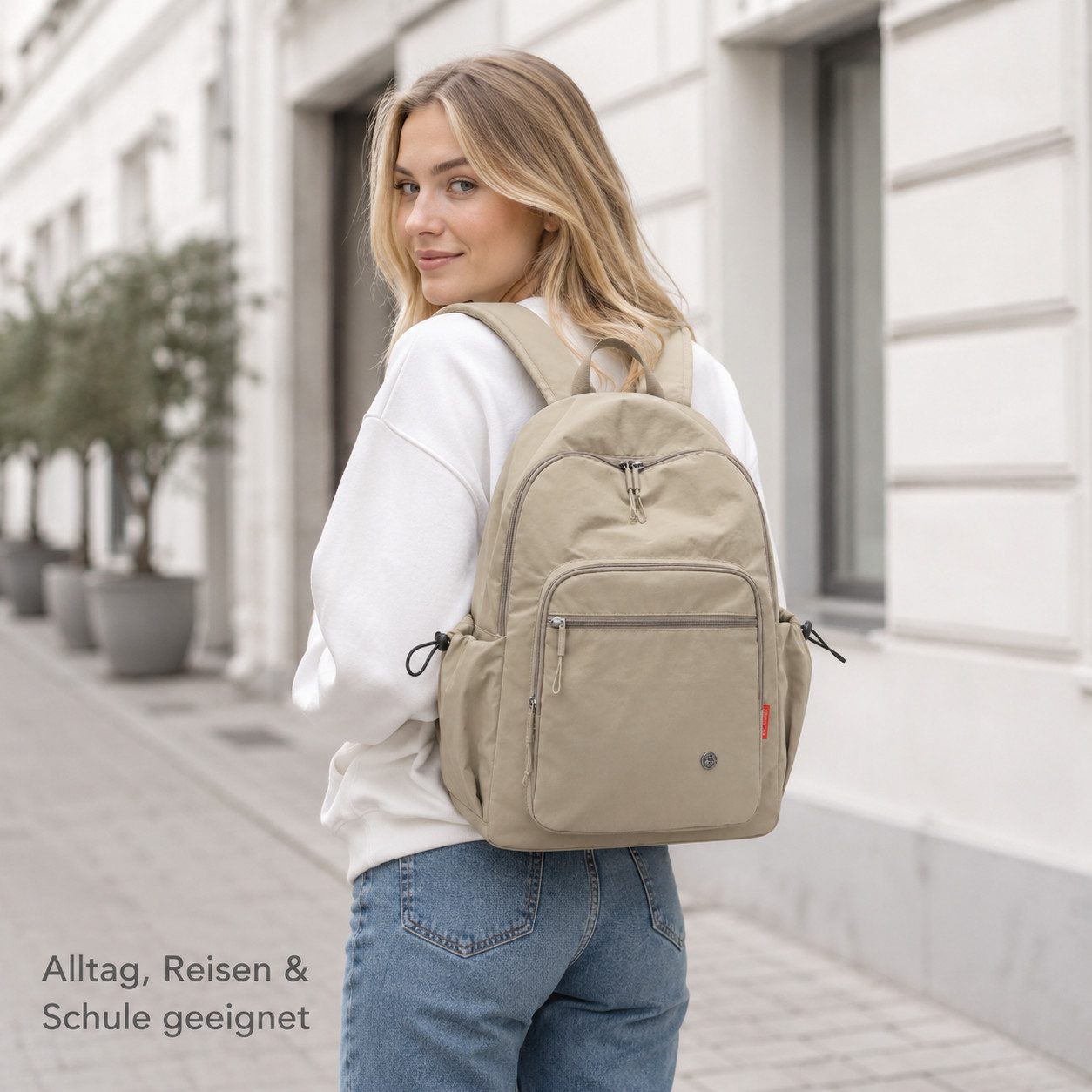 OYLCDI Rucksack Reiserucksack Freizeitrucksack Tagesrucksack mit Reißverschlussfach (42 x 31 x 22 cmgroßes Fassungsvermögen,Handgepäck Rucksack, verstellbaren S – Bild 5 von 5