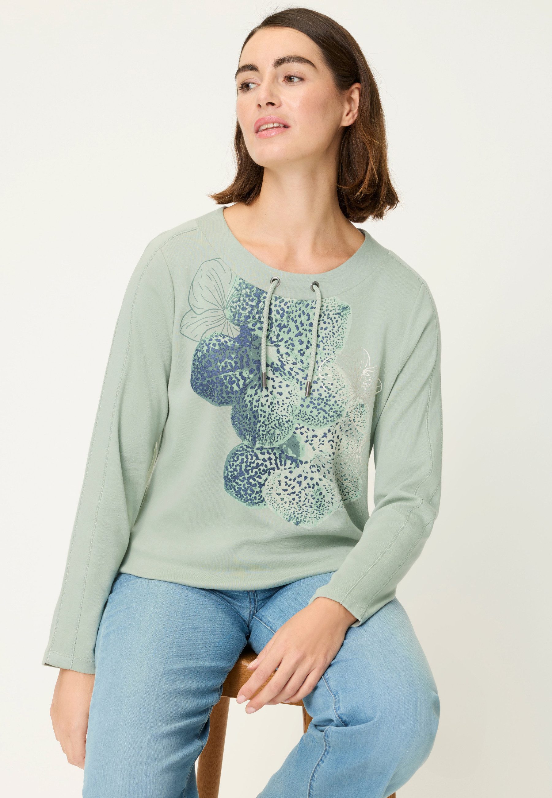 Olsen Sweatshirt mit glänzendem Placement-Print