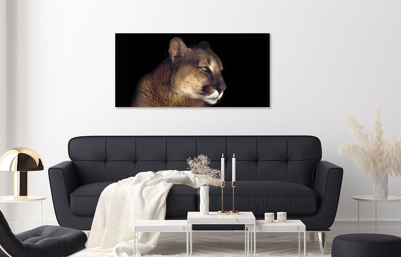 Levandeo® Leinwandbild, XXL Wandbild 115x55cm Löwe günstig online kaufen
