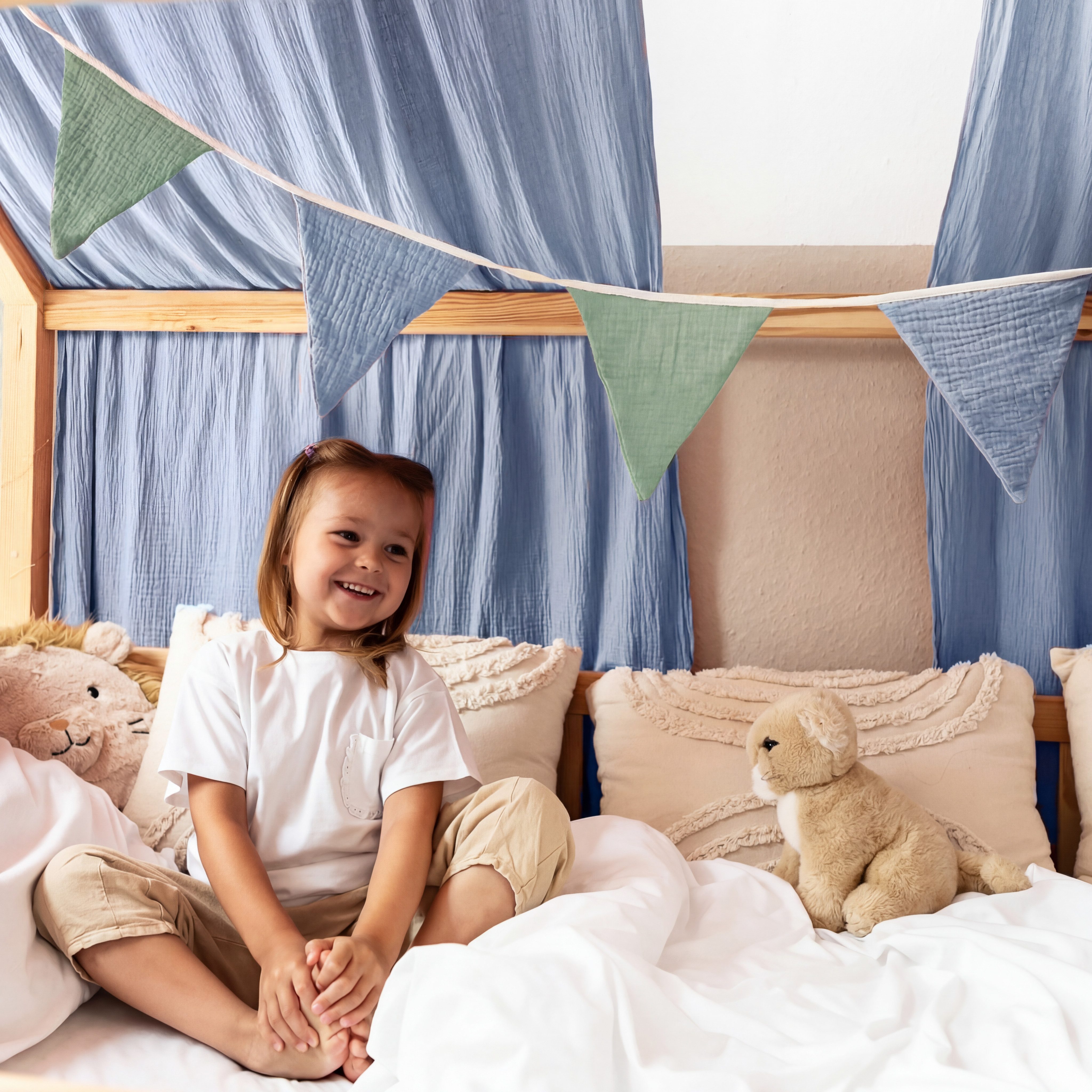 lilimaus Wimpelkette Sternenkette für Kinderzimmer - handgenähte Stoff-Girlande, handgefertigte Stoff-Girlande ca. 300 cm - Wimpel oder Sterne – Bild 5 von 5