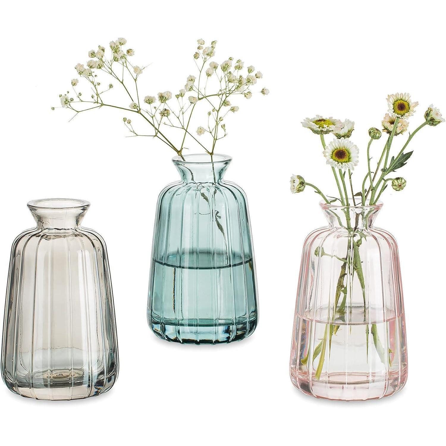 LuxusKollektion Tischvase Kleine Vasen Hochzeit Tischdeko Vintage Mini Vase Glas Blumenvase Set