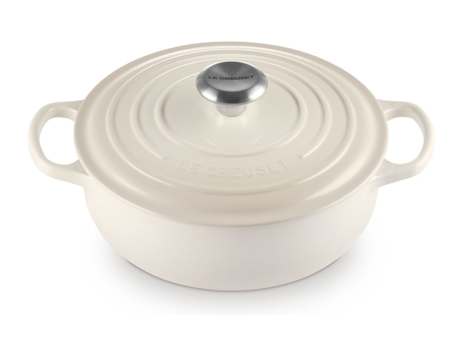 LE CREUSET Bräter Sauteuse Signature rund meringue 24cm, Emailliertes Gusseisen