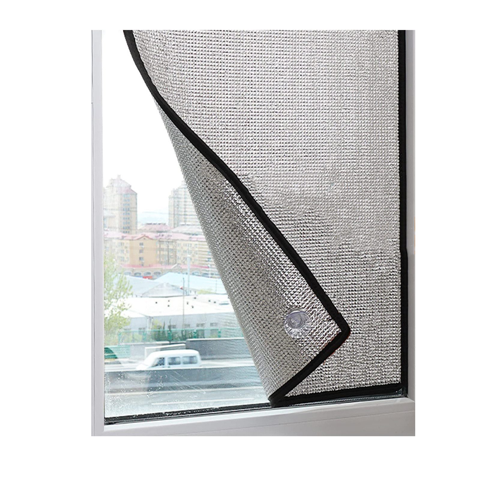 Diwzbyn Sonnenschutz-Fensterfolie Sichtschutz für Fenster – UV- und Wärmeisolierung, reflektierende Aluminiumfolie mit Saugnapf für Zuhause, Büro, Garage