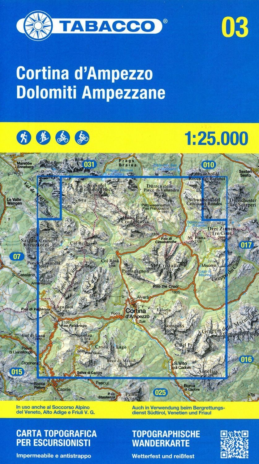 03 Cortina d'Ampezzo e Dolomiti Ampezzane / Tabacco WK 03 Italien Alpin