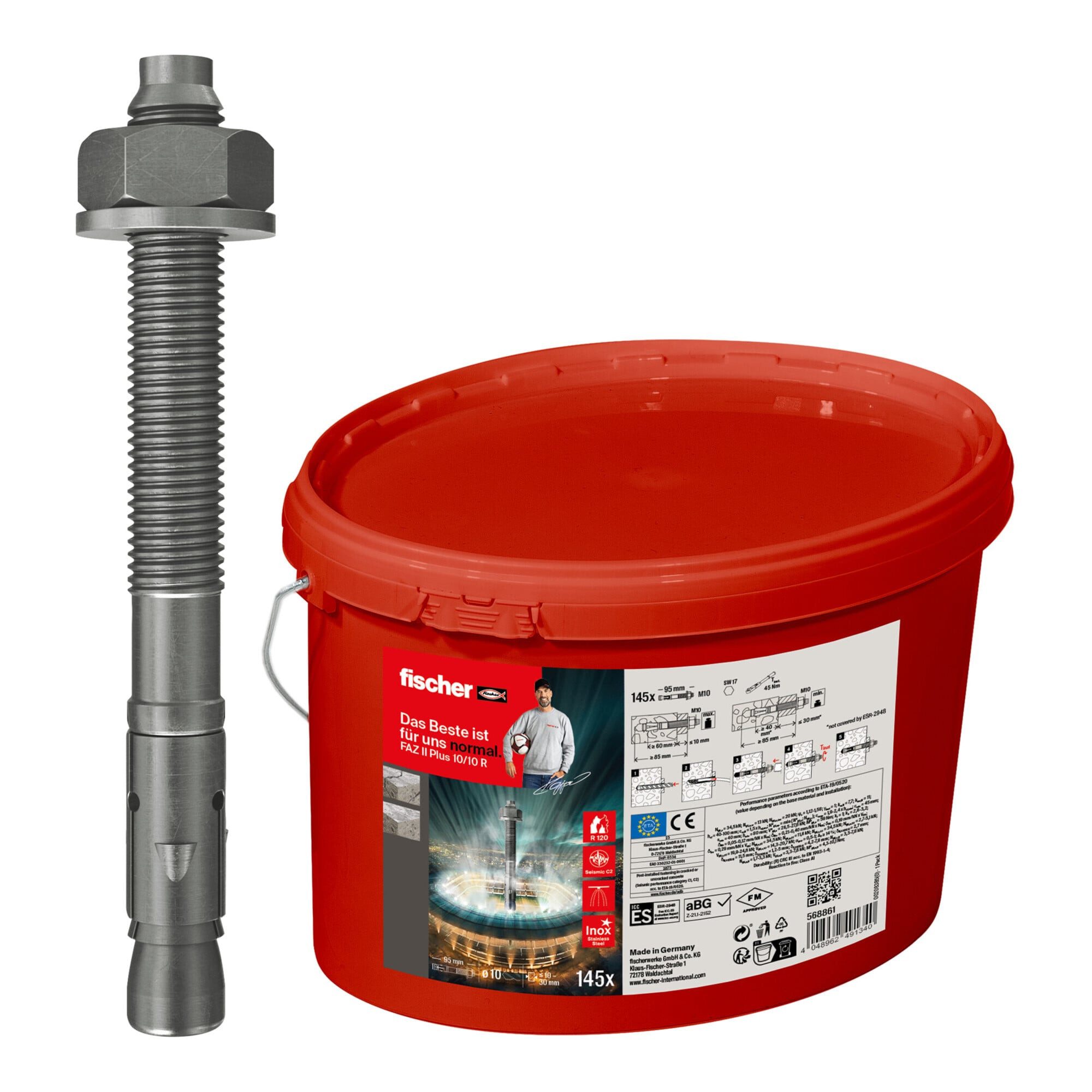 fischer Bolzenanker fischer Bolzenanker FAZ II Plus 10/10 R Eimer