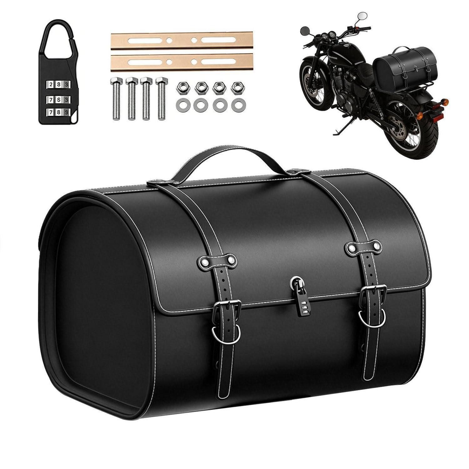 LuxusKollektion Lenkertasche Motorrad Hecktasche 33L Zahlenschloss Lederoptik wasserdicht