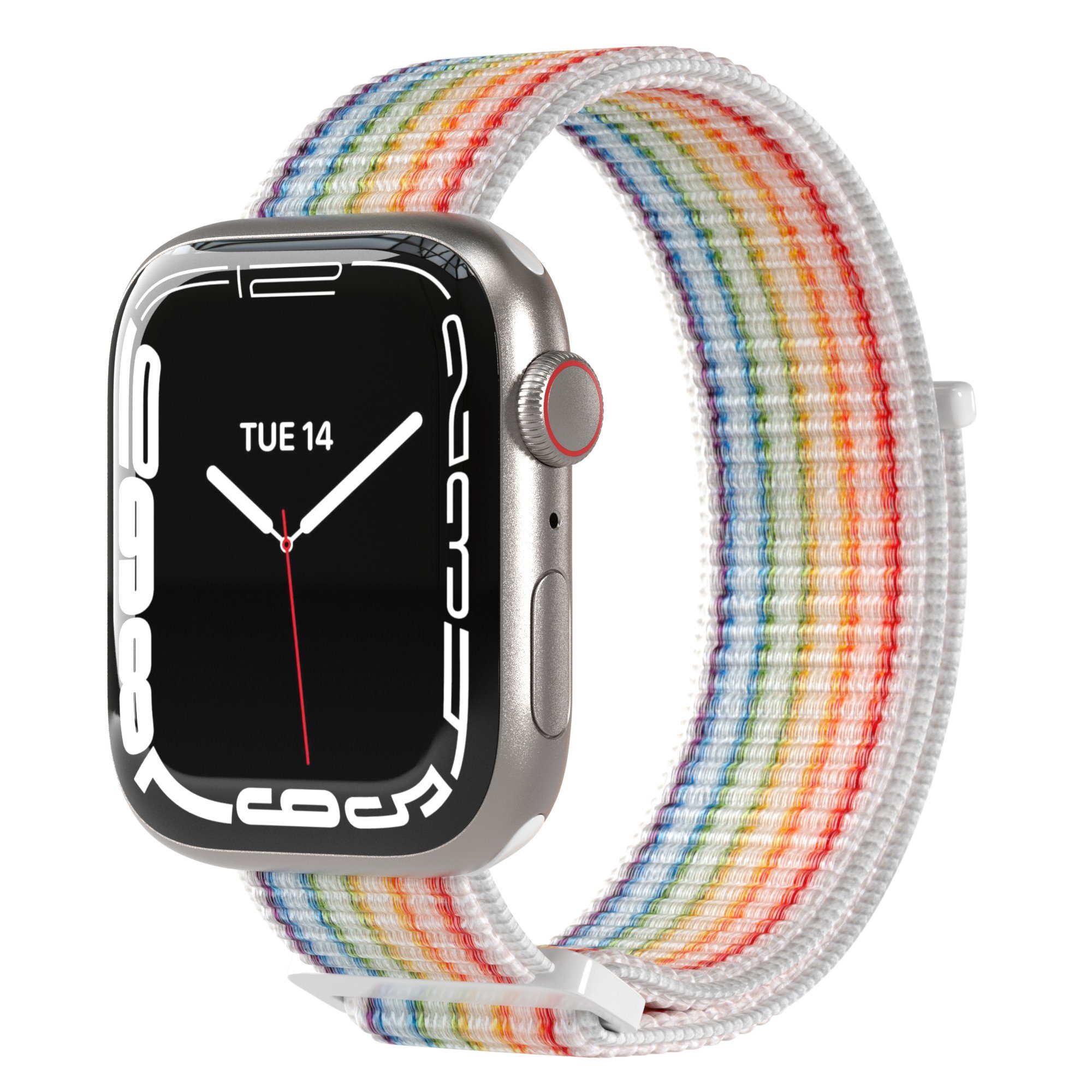 EAZY CASE Uhrenarmband Nylon Band für iWatch 11 10 9 8 7 6 5 4 3 2 SE Ultra, Sport Loop Klettverschluss Damen Herren Uhrenband Joggen Stoff Rainbow