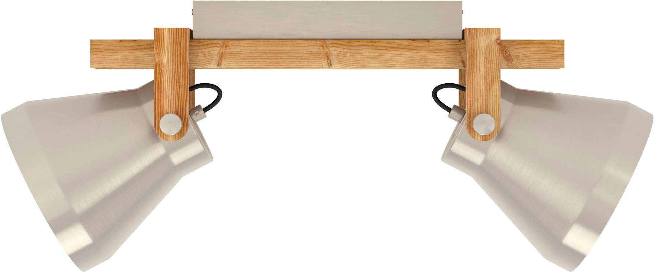 EGLO Deckenleuchte Cawton Deckenleuchte, sandfarben, E27, IP44, Wohnzimmerlampe, Lampe, ohne Leuchtmittel, EGLO Spot Cawton stahlfarben, braun rustikal 2X40W L:58,5 H:25 cm