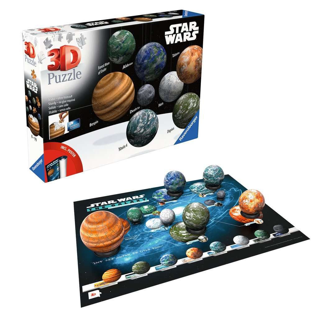 Ravensburger 3D-Puzzle 3D Puzzle Ball Sortiment: Himmelskörper der Star Wars Galaxie, 531 Puzzleteile, Made in Europa