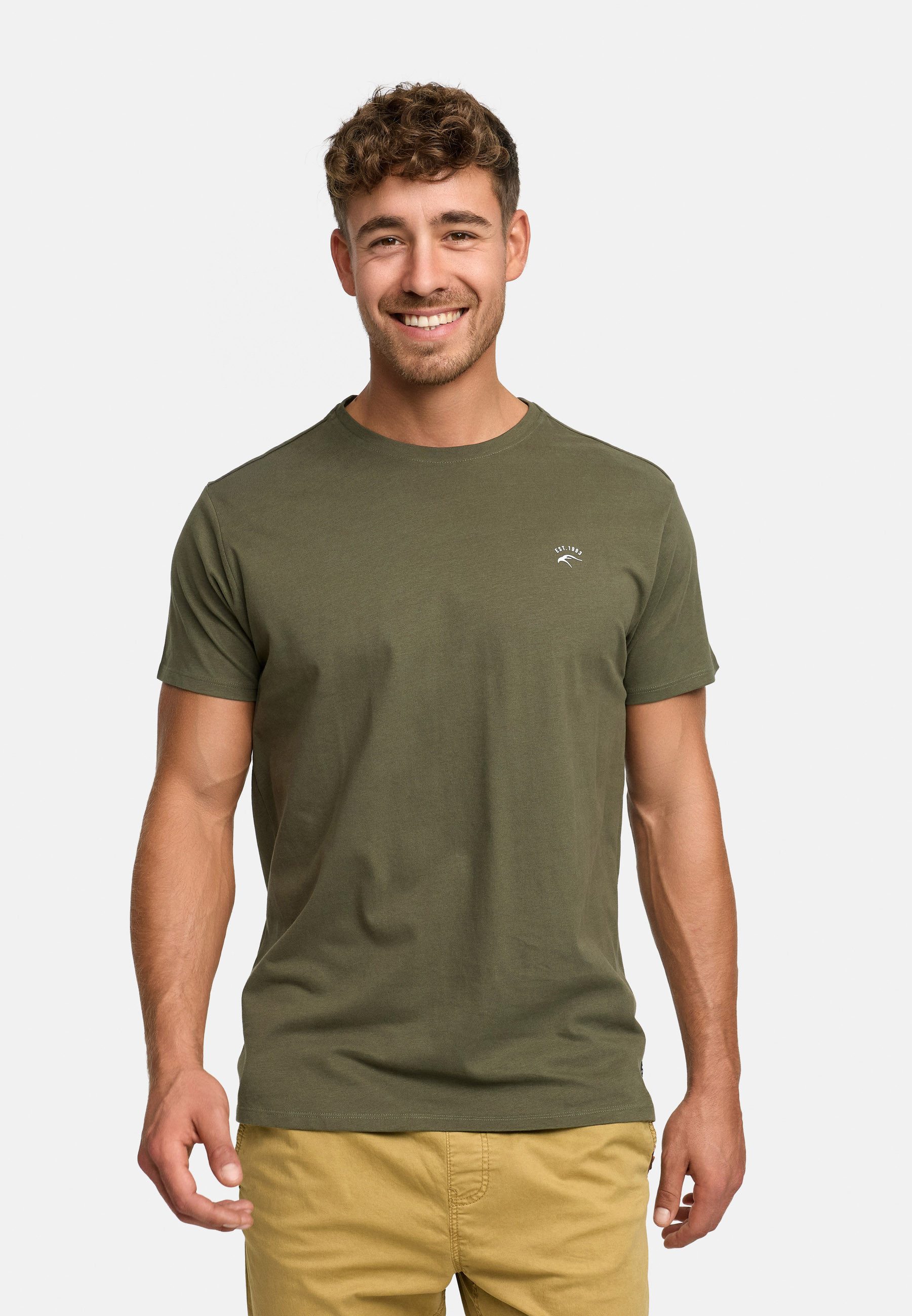 Indicode T-Shirt Herren Kloge Shirt Tee Herrenshirt mit dezentem Label-Detail auf der Brust