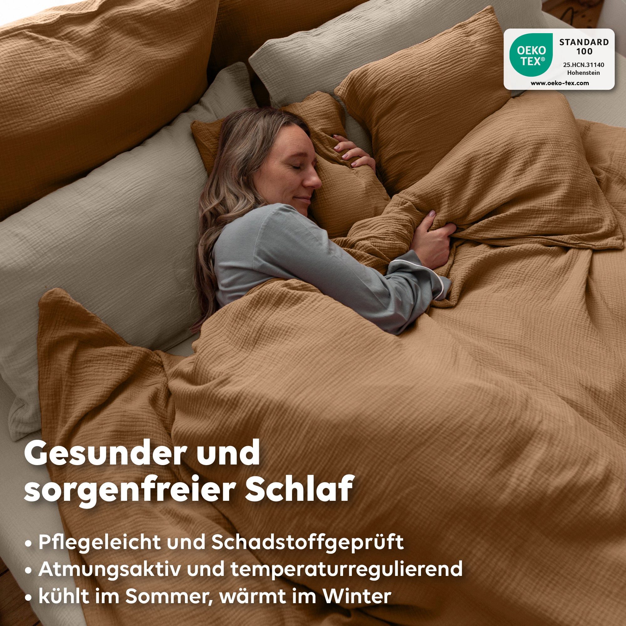 lilimaus Bettwäsche Musselin Bettbezug-Set 135x200 155x220 200x200 - Baumwolle, 2 teilig, Set mit seitlichem Reißverschluss - kühl im Sommer, warm im Winter