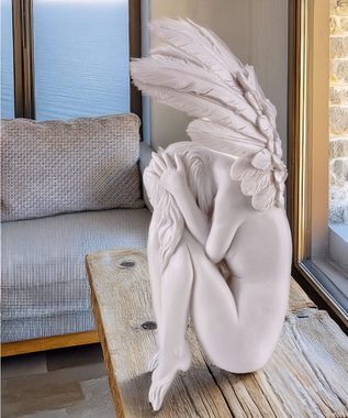 Kremers Schatzkiste Dekofigur Dekofigur Großer Engel der Traurigkeit Kantenhocker 30 cm Weiß Angel