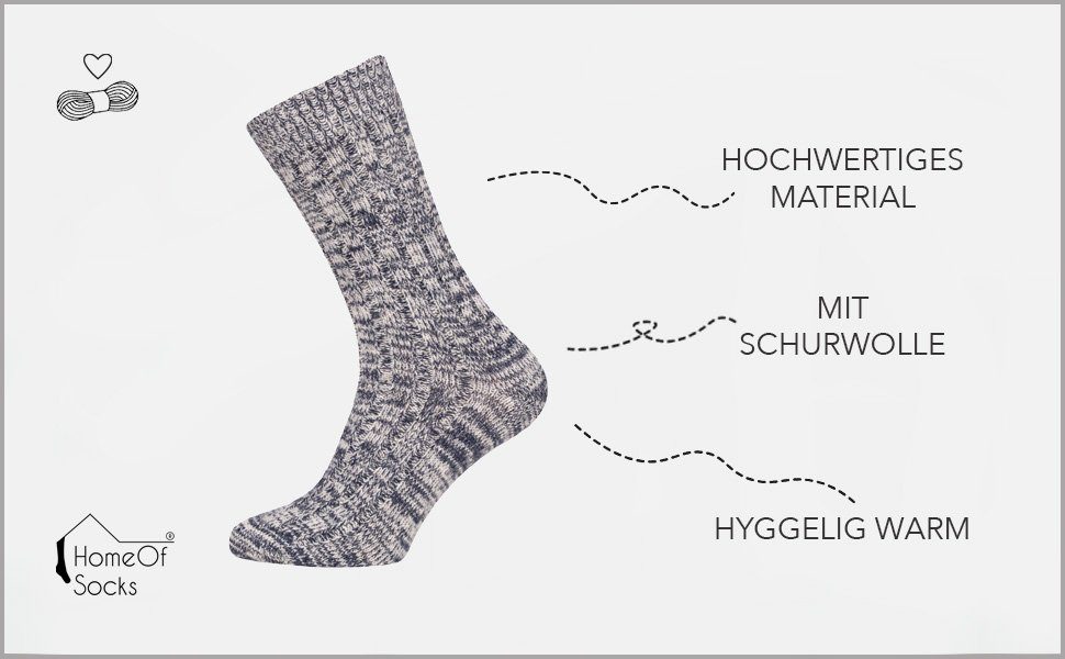 aus 75% Wollsocken Melierte HomeOfSocks (Schurwolle) Wollsocken und Socken 1 Paar) (Paar, Grau 75% Dünne warme Wolle Wollanteil mit
