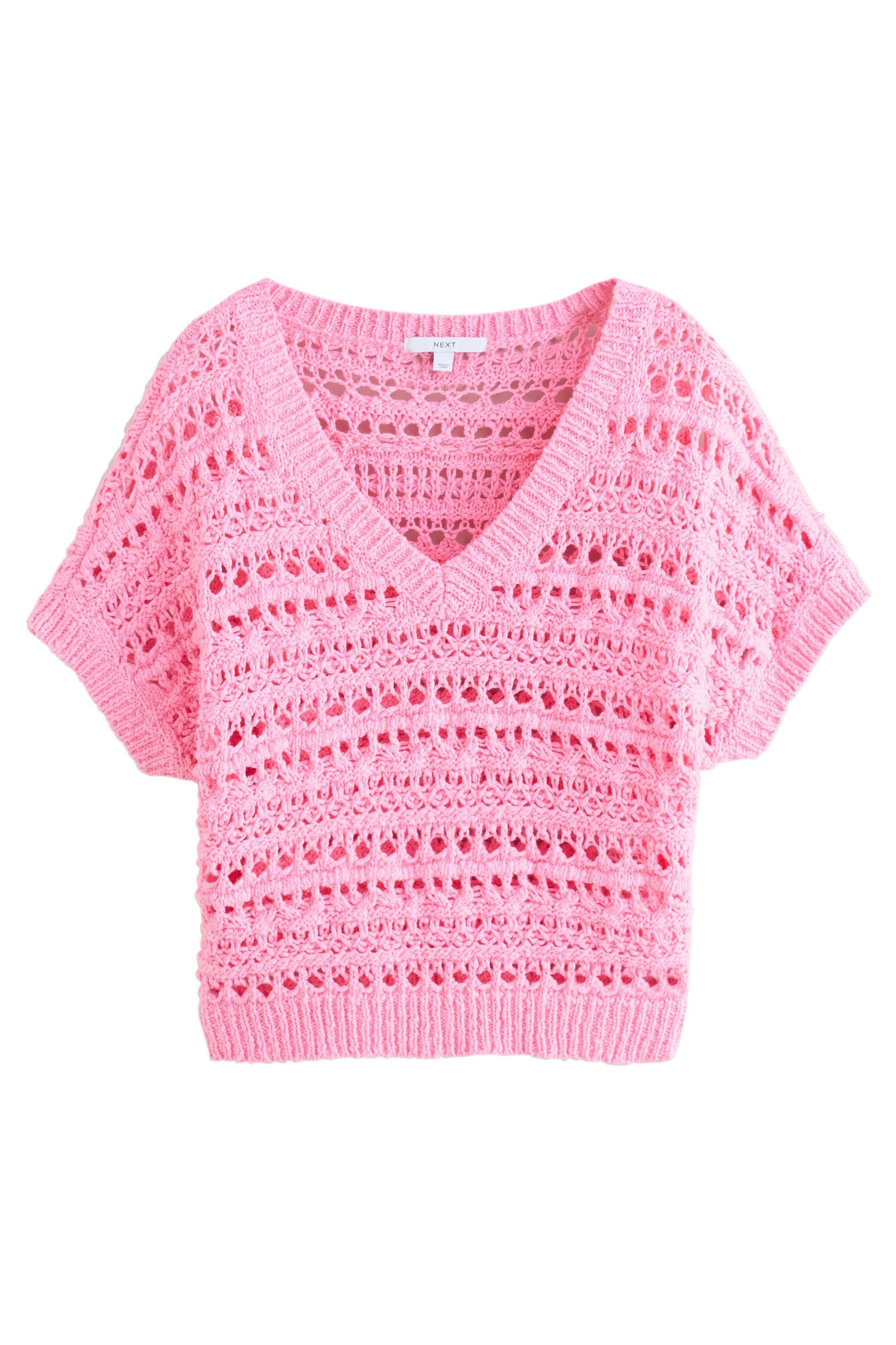 Next V-Shirt Häkel-Top mit V-Ausschnitt aus Baumwolle (1-tlg) günstig online kaufen