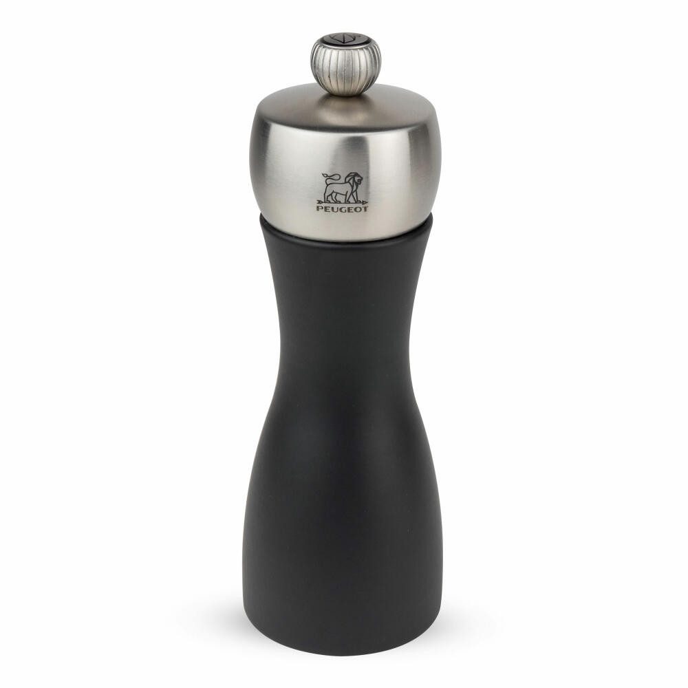 PEUGEOT Pfeffermühle FIDJI 15cm Schwarz Edelstahl Buchenholz Stahlmahl Manuell Manuell
