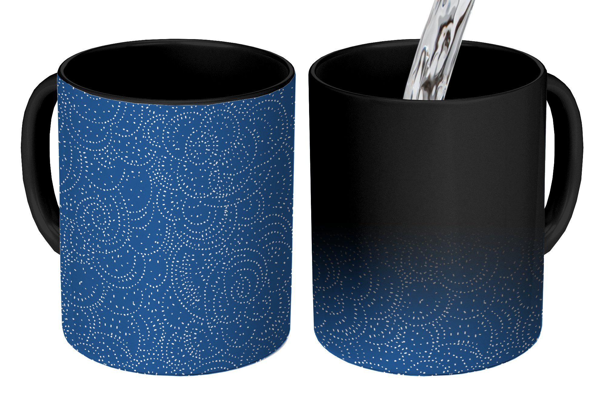 MuchoWow Tasse Muster - Blau - Japan, Keramik, Farbwechsel, Kaffeetassen, Teetasse, Zaubertasse, Geschenk