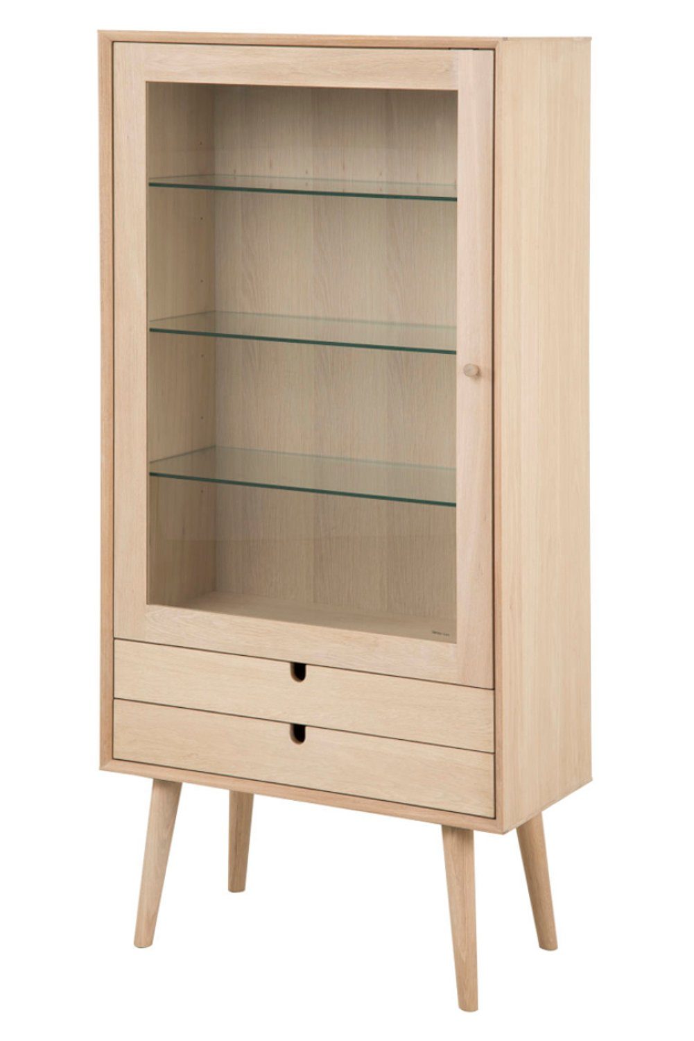 ebuy24 Vitrine Canes Vitrine mit 1 Tür und 2 Schubladen aus Eiche