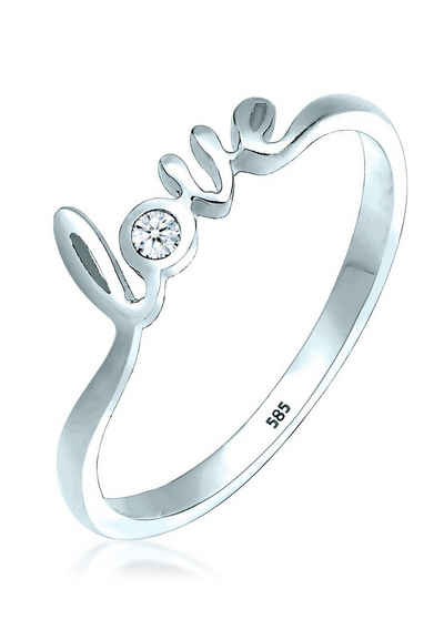 Diamore Diamantring »Love-Schriftzug Diamant (0.03 ct) 585 Weißgold«, Love-Schriftzug