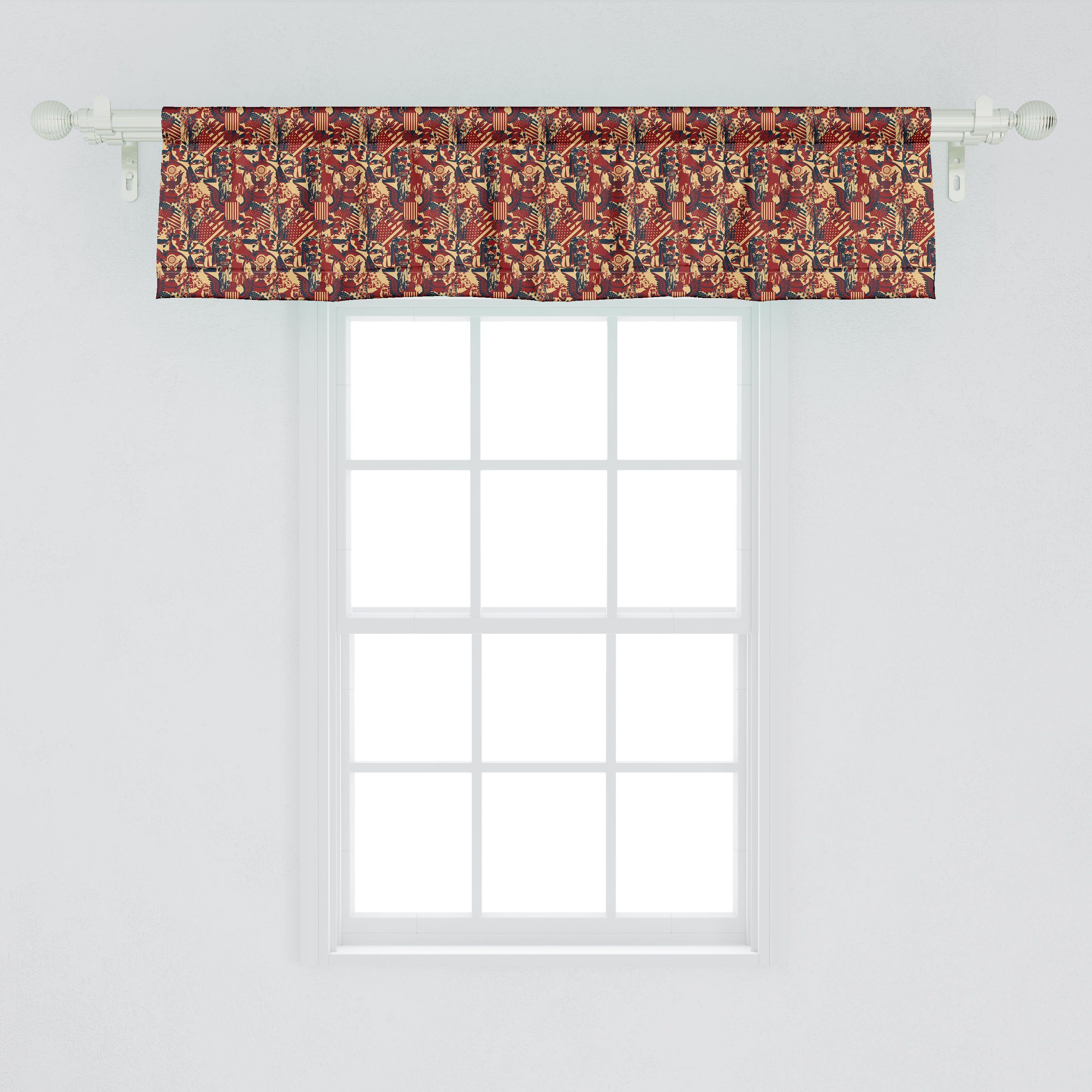 Scheibengardine Vorhang Volant für Stangentasche, Microfaser, Abakuhaus, Dekor Muster amerikanisch mit Küche Day Independence Schlafzimmer