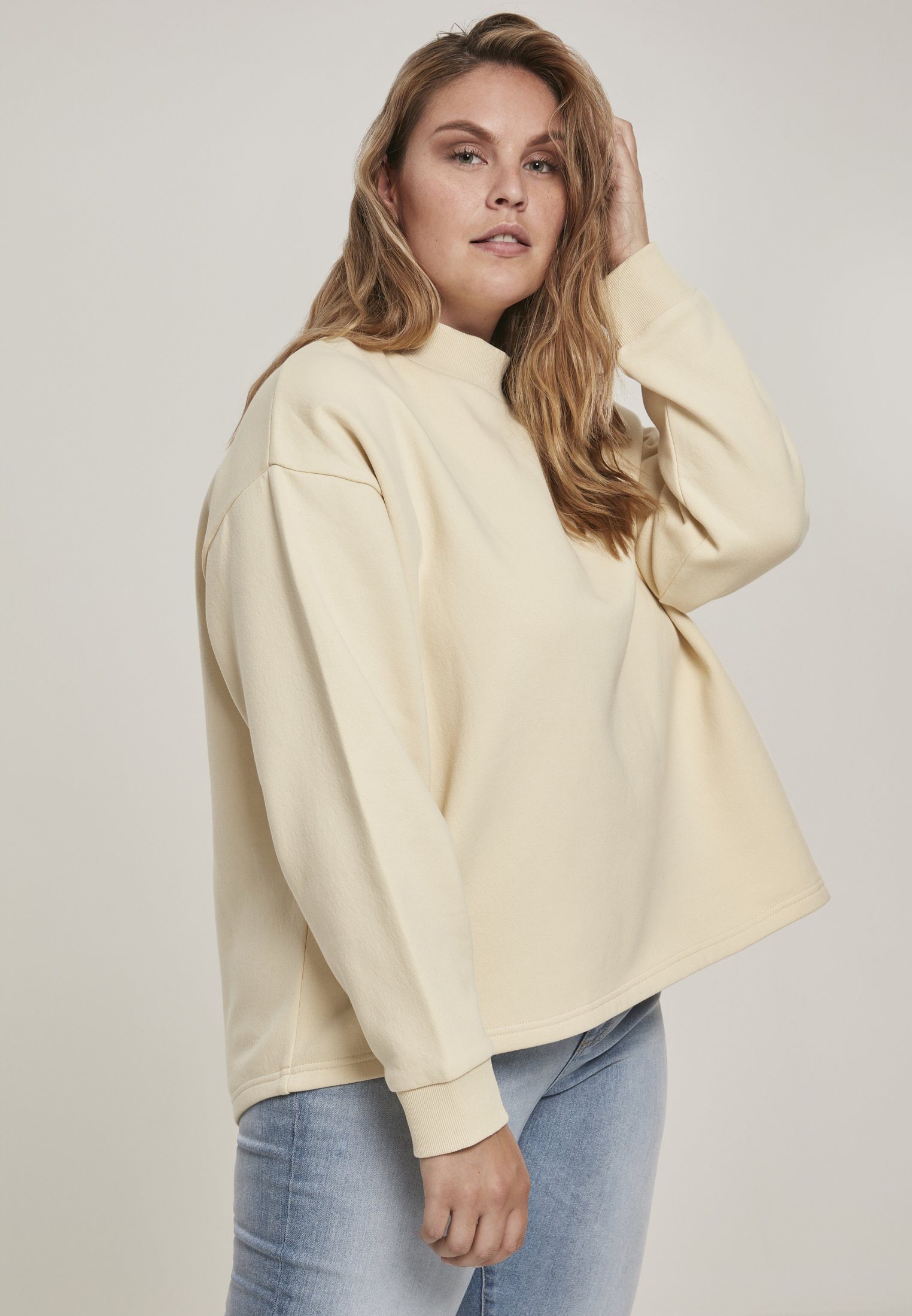 URBAN Sweater Neck Frauen High sand (1-tlg) Ladies CLASSICS Oversized Crew