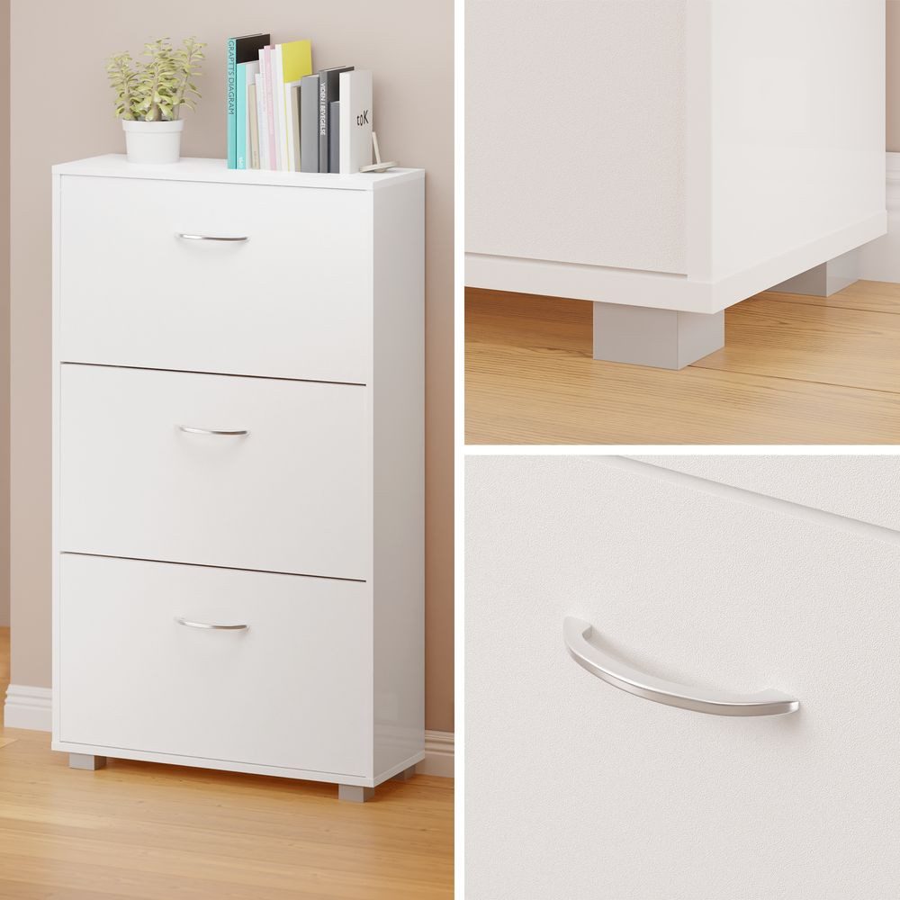 Casaria Schuhschrank (1-St) für 18 Paar Schuhe 3 Klappen Verstellbar 115x60x25cm Kippsicherung