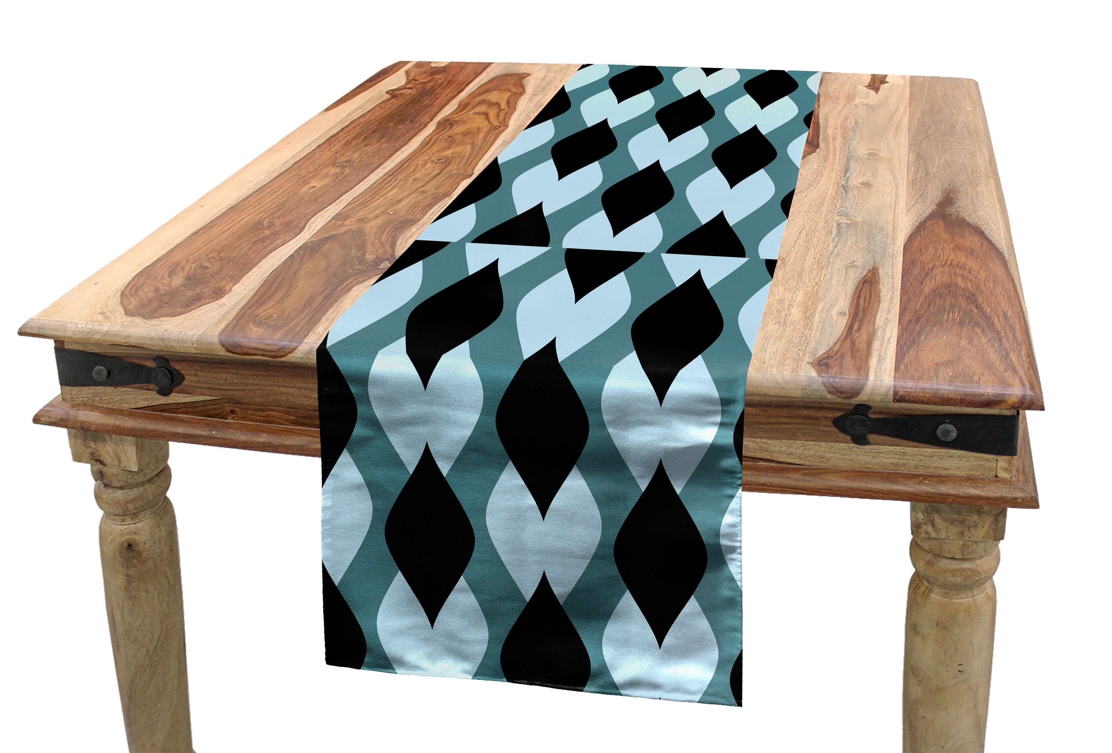 Abakuhaus Tischläufer Esszimmer Küche Rechteckiger Dekorativer Tischläufer, Geometrisch Surreal-Blatt-Muster