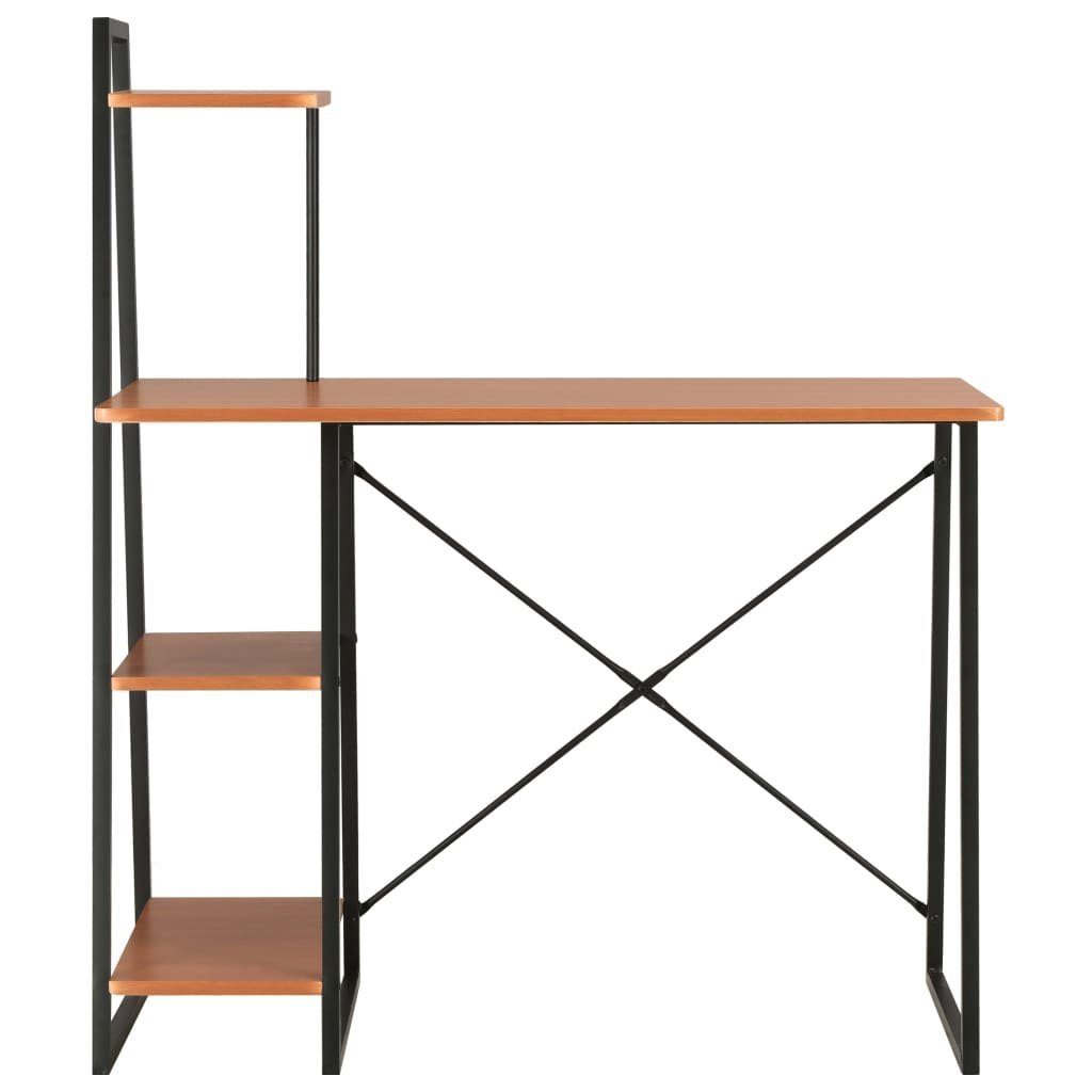 Schreibtisch und Regaleinheit cm 102×50×117 Schwarz mit Eiche furnicato
