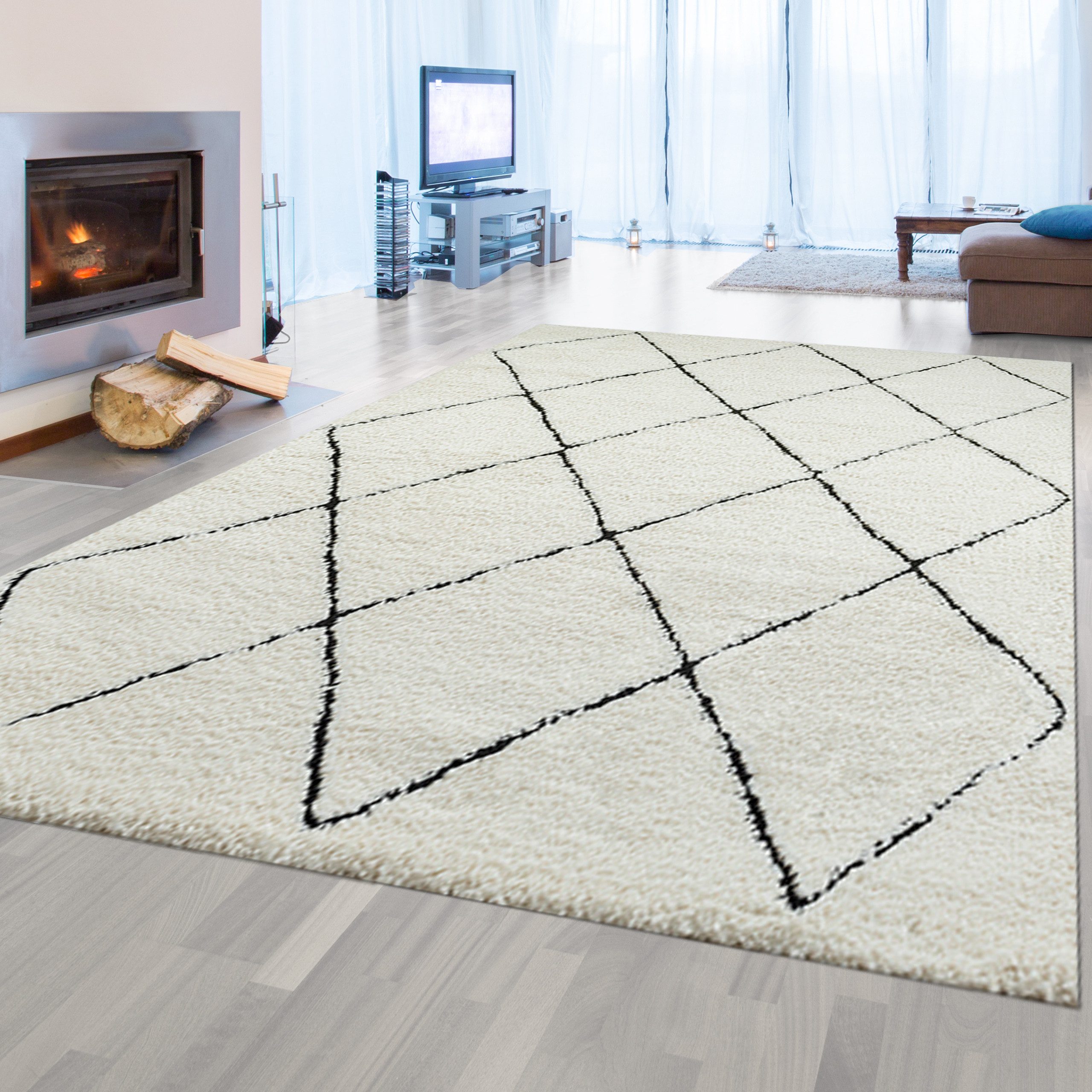 TeppichHome24 Teppich Eleganter Teppich mit Rautenmuster günstig online kaufen
