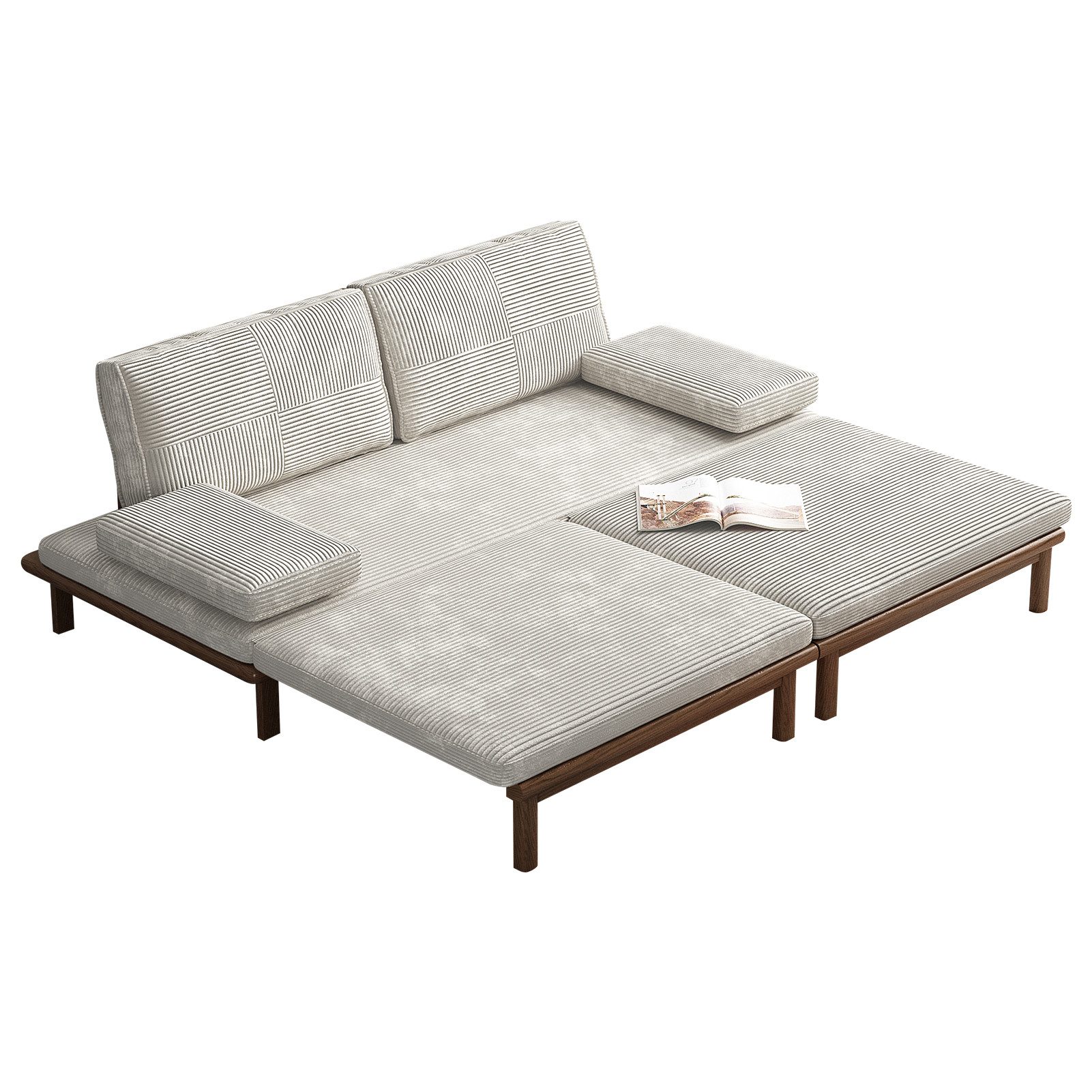 Graceabode Schlafsofa Ausziehcouch, Moderne Schlafcouch, moderner Futon, 200x90x75cm, 1 Teile, modulares Design-Sofa, Rahmen komplett aus Massivholz